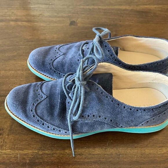 Cole Hann Lunargrand suede blue loafers size 7B - Picture 8 of 9